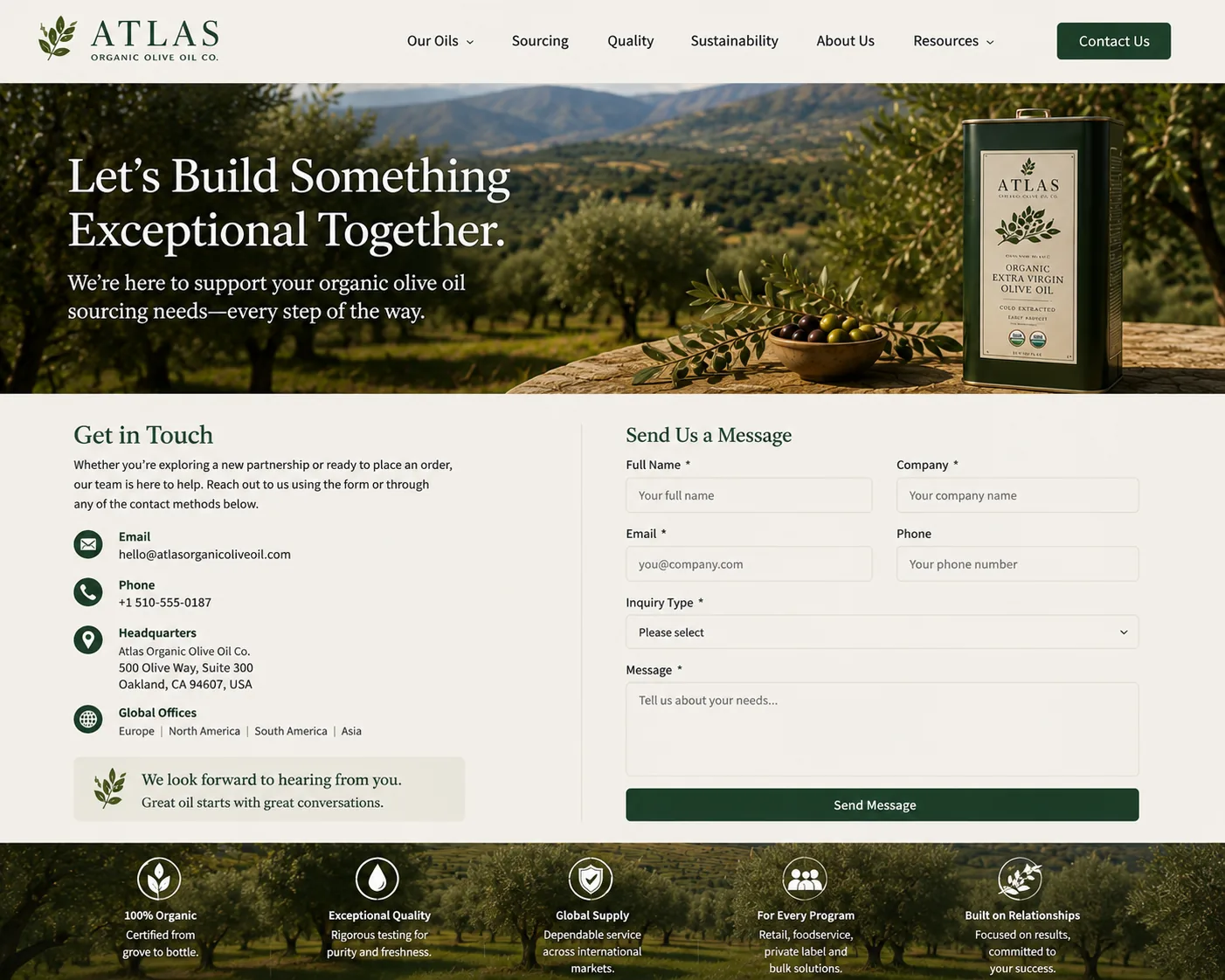 Global organic olive oil supplier contact and sourcing network