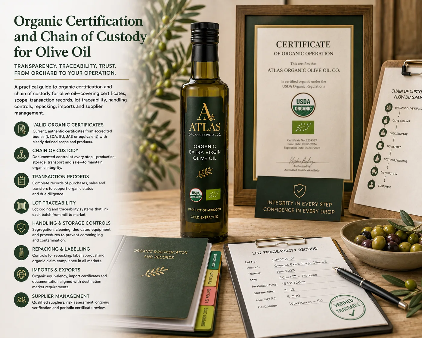 Organic Certification and Chain of Custody for Olive Oil