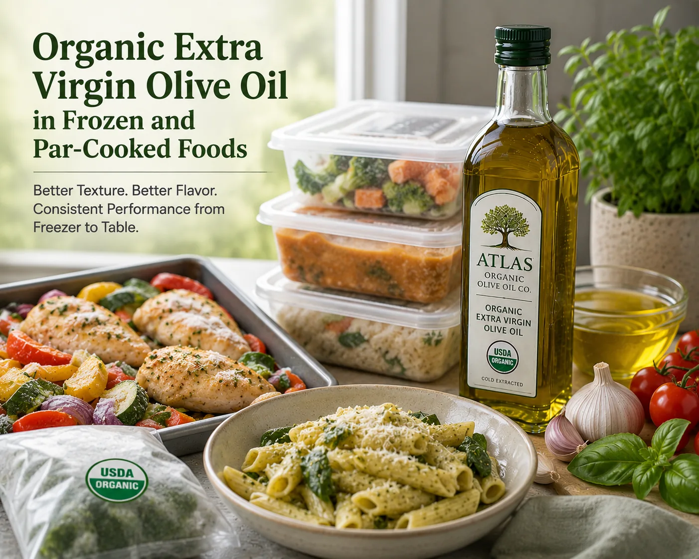 Organic Extra Virgin Olive Oil in Frozen and Par-Cooked Foods